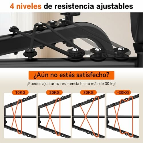 Máquina de ejercicio con niveles de resistencia ajustables.