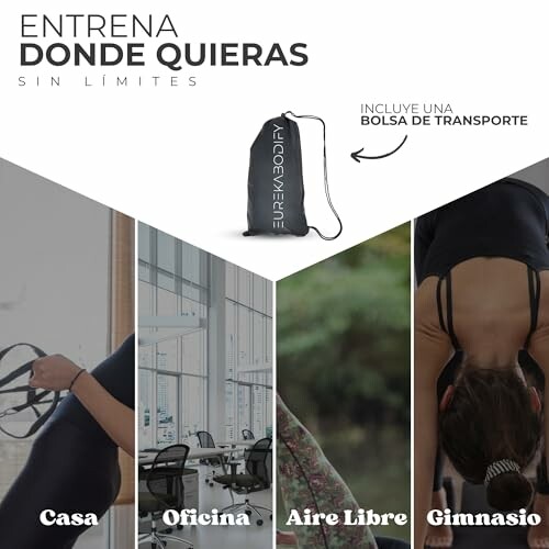 Entrenamiento sin límites en casa, oficina, aire libre y gimnasio.
