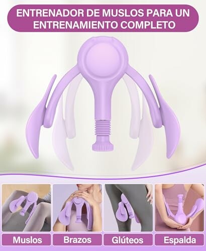 Entrenador de muslos en color morado para diferentes ejercicios.
