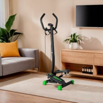 Stepper de ejercicio en una sala de estar moderna.