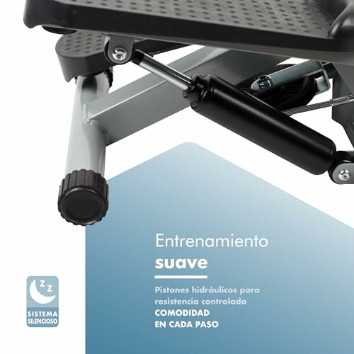 Máquina de step con sistema hidráulico y descripción de entrenamiento suave.