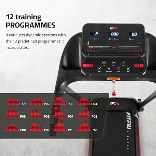 Pantalla de cinta de correr con 12 programas de entrenamiento.